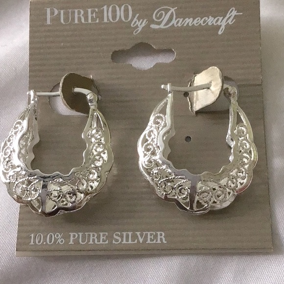 ✅Firm Price✅PURE 10.0% Silver Filigree Hoops - Picture 1 of 4
